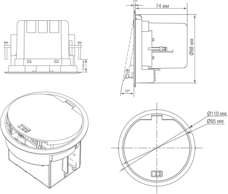 Donel Лючок в пол 3 мод. (1,5 мод. 45х45 мм.), пластик