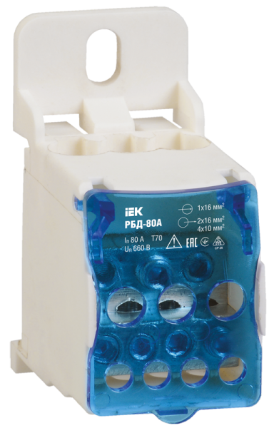 Блок распределительный РБД-80А на DIN-рейку IEK