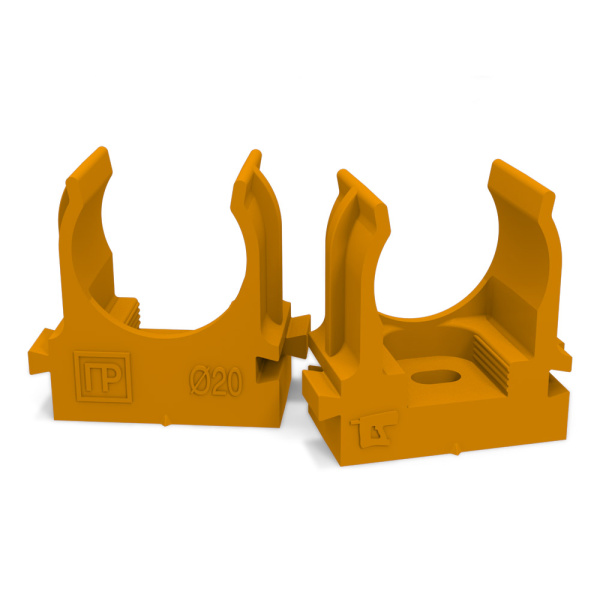 Крепеж-клипса для труб для прямого монтажа оранжевая d20 мм (100шт/900шт уп/кор) Промрукав