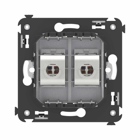 Компьютерная розетка RJ-45 без шторки в стену, кат.6А двойная экранированная, "Avanti", "Закаленная сталь" DKC