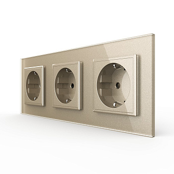 Розетка электрическая 16А 3 поста, цвет шампань Livolo
