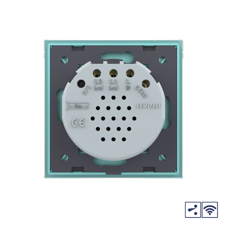 Сенсорный проходной радиоуправляемый выключатель 2 клавиши 1 пост Зеленый Livolo