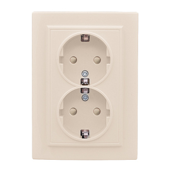 Минск Розетка 2-мест, СП с/з 16А бежевый с защ, штор, EKF