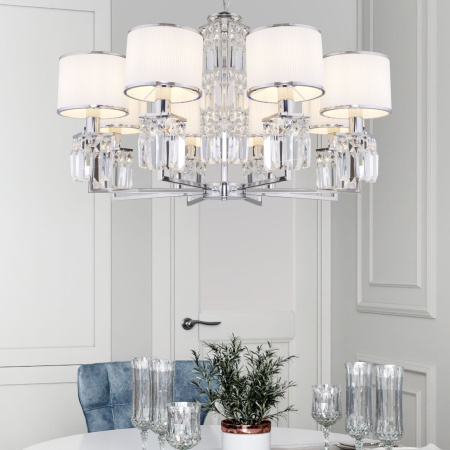 Подвесная люстра с абажурами 8*E14 40Вт хром IP20 Zaffiro (10099/8 хром) Eurosvet