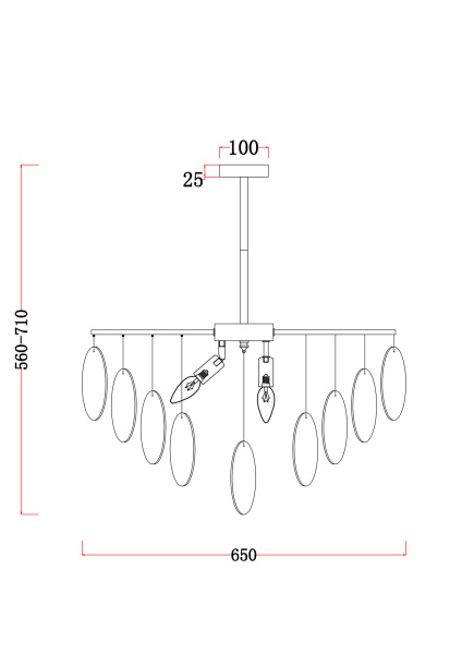 Люстра 6*E14 60Вт Никель IP20 Porto FR5104PL-06N Freya