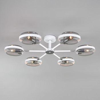 Потолочный светильник в стиле лофт 6*E14 60Вт белый, хром IP20 Gallo (70121/6 белый) Eurosvet