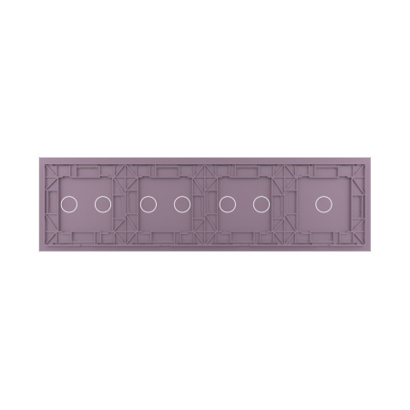 Панель для четырех сенсорных выключателей, 7 клавиш (1+2+2+2), цвет розовый, стекло Livolo