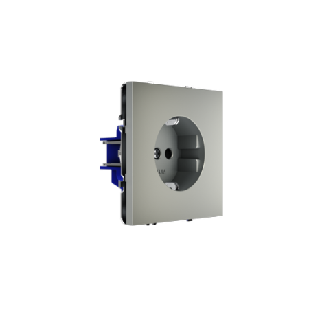Розетка встраиваемая Voltum S70 с заземлением и защитными шторками, 16А, (сталь)