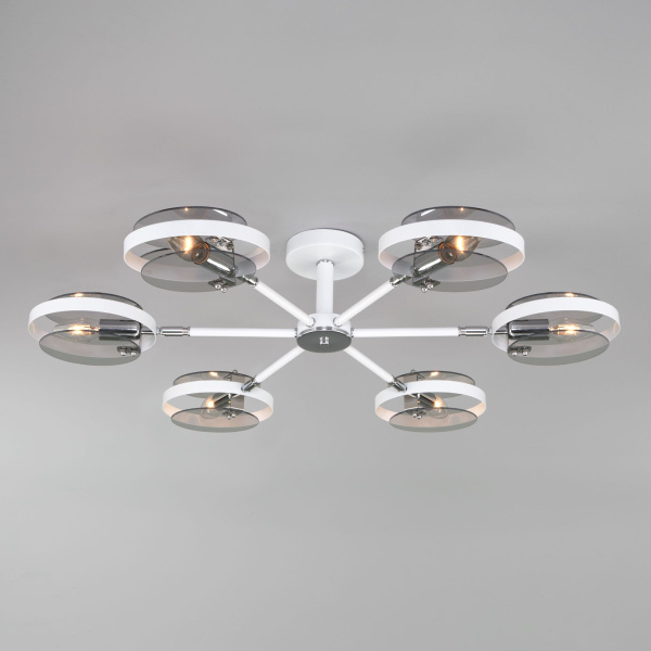 Потолочный светильник в стиле лофт 6*E14 60Вт белый, хром IP20 Gallo (70121/6 белый) Eurosvet