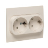 Стокгольм Розетка 2-местная с/з 16А белая с защ, штор, EKF