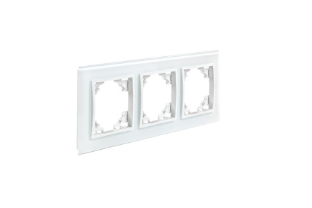 Минск Рамка 3-местная стеклянная белая EKF