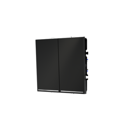 Проходной переключатель встраиваемый Voltum S70 двухклавишный с подсветкой 10А, (черный матовый)