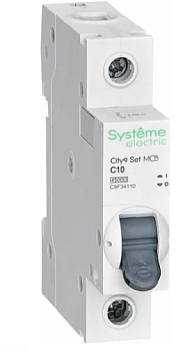 Выключатель автоматический однополюсный 10А С 4.5kA 230В City9 Set C9F34110 Systeme Electric