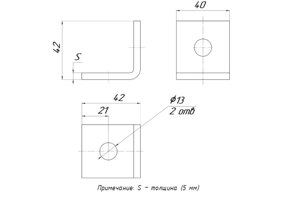 STRUT-пластина угловая 90гр, 2 отверстия HDZ EKF