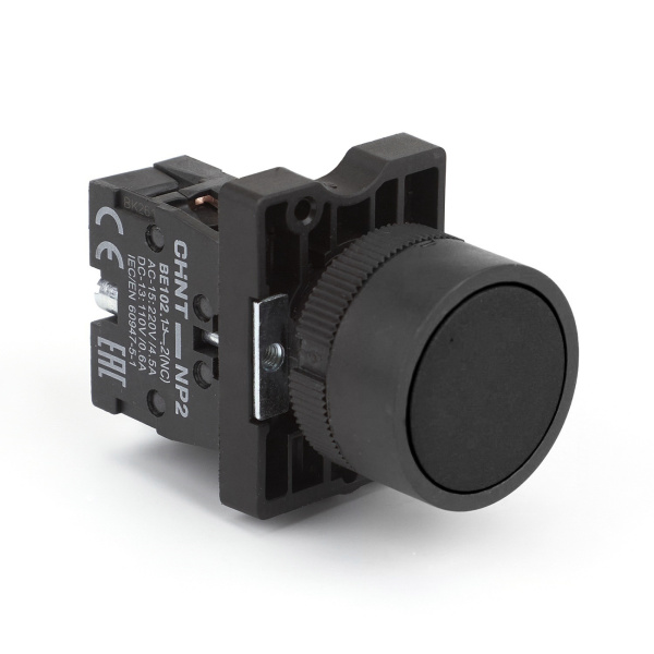 Кнопка управления NP2-EA22 без подсветки черная 1НЗ, IP40 (R) CHINT