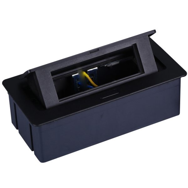 Donel Настольный встраиваемый выдвижной розеточный блок 6 мод. (3 мод. 45х45), черный