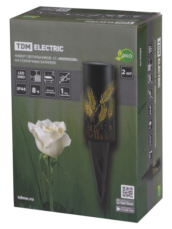 Набор светильников СС "Колосок" на солнечных батареях, сталь, 6х27 cм, 2 шт, TDM