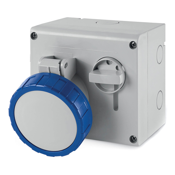 Розетка настенная с механической блокировкой и верхним расположением разъема IP67 32А 2P+E 230В DKC