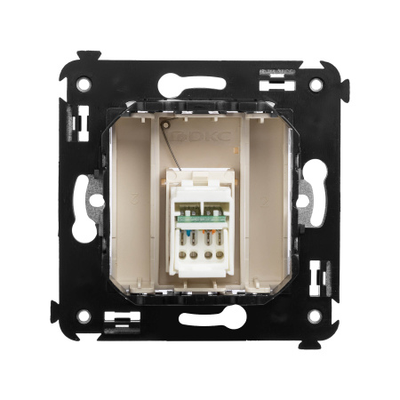 Компьютерная розетка RJ-45 в стену, кат.6А одинарная, "Avanti", "Ванильная дымка" DKC