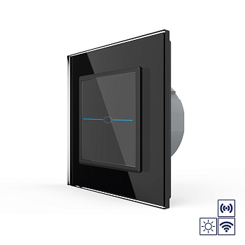 Сенсорный импульсный радиоуправляемый выключатель Quadro сухой контакт 1 клавиша Черный Livolo