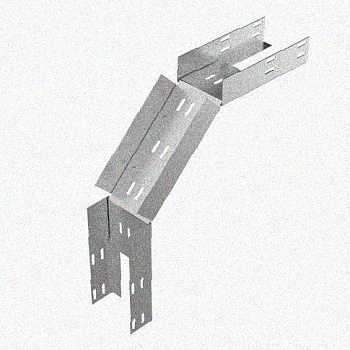 Лоток перфорированный КС 250х150-90 УТ1,5 для поворота трассы вниз на 90, оцинкованный лист, S1,5