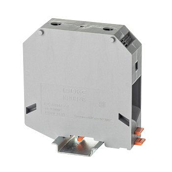 Клемма проходная, винтовой зажим, 2 точки подключения, 95 кв.мм, серая DKC