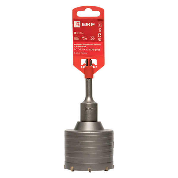 Коронка буровая по бетону с оснасткой TCT-72 М22 SDS-plus Master EKF