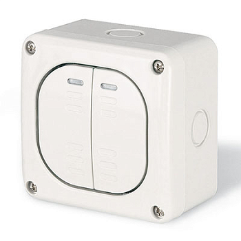 Выключатель однополюсный, двухклавишный, настенный DKC