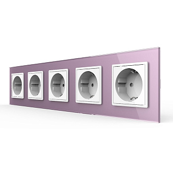 Розетка Livolo 5 постов Белая с розовой рамкой VL-C7C5EU-11/17