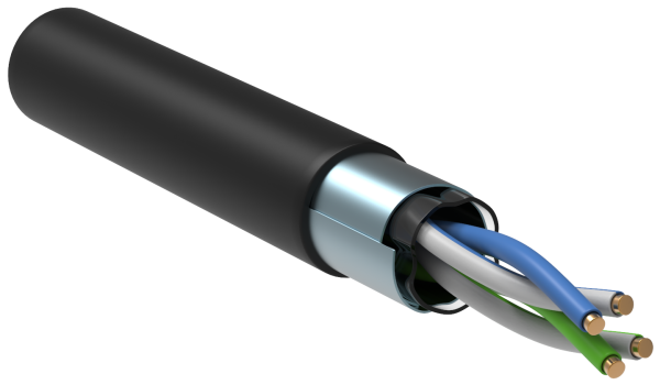 ITK Витая пара F/UTP кат.5E 2х2х24AWG solid LDPE черный (500м)