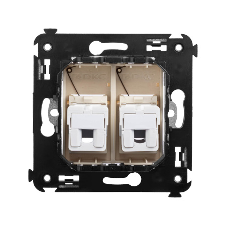 Телефонная розетка RJ-12 в стену двойная, "Avanti", "Ванильная дымка" DKC