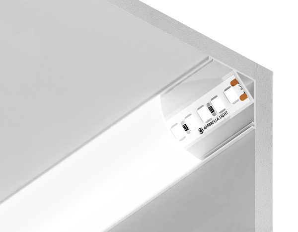 Алюминиевый профиль угл. кругл. белый/матовый рассеиватель 2000*15.7*15.7, 2 заглушки, 4 крепл. в компл. (для ленты до 9,78мм) Ambrella Light