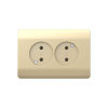 Розетка б/з со шторками двойная, 16А, шампань NEW3-E CHINT