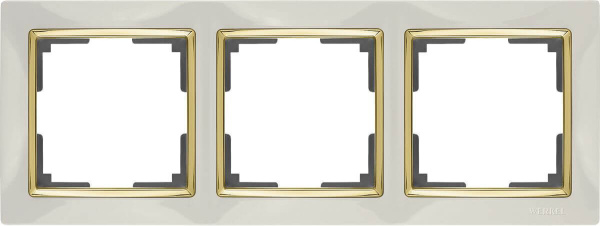 Snabb Рамка горизонт/вертик 3 пост . слоновая кость/золото IP20 Werkel
