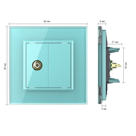 Розетка видео RCA "тюльпан" Зеленая Livolo