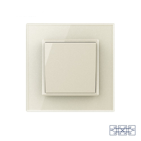 Одноклавишный перекрестный механический выключатель 1 пост, цвет жемчужный Livolo