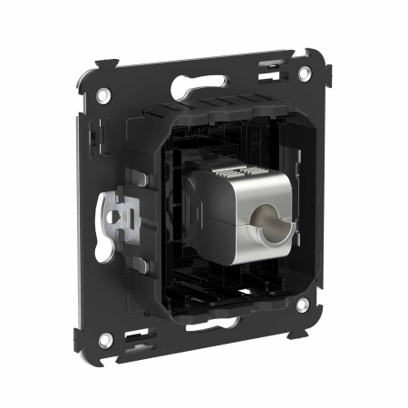 Компьютерная розетка RJ-45 без шторки в стену, кат.6А одинарная экранированная, "Avanti", "Черный квадрат" DKC