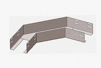 Лоток угловой замковый перфорированный КГЗ 600х50-90 УХЛ1 поворот на 90, оцинкованный лист, S1,5