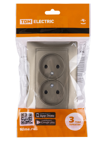 Розетка двойная 2П 10А 250В с защ. шт. бронза "Лама" TDM