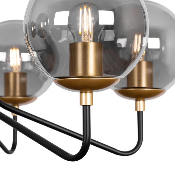 Подвесной светильник 6*E27 40Вт Черный с Золотом IP20 Moricio FR5140PL-06GB Freya