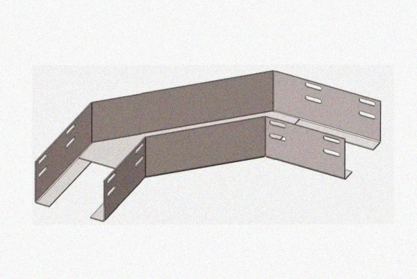 Лоток угловой перфорированный КГ 100х50-90 УХЛ1 поворот на 90, оцинкованный лист S1,0