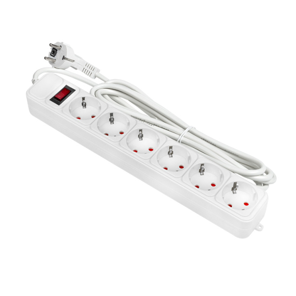 Сетевой фильтр 6*3м 16А/3,2кВт с выкл, c/з ПВС 3х1,0 Блокбастер XL PROxima EKF