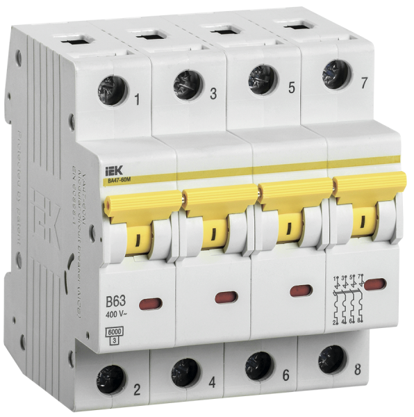 Выключатель автоматический ВА МОД ВА47-60M 4П 63А 6кА В IEK