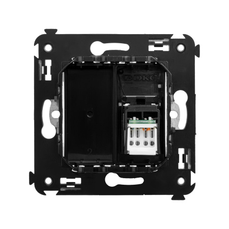 Компьютерная розетка RJ-45 в стену, кат.5e одинарная, "Avanti", "Черный квадрат" DKC