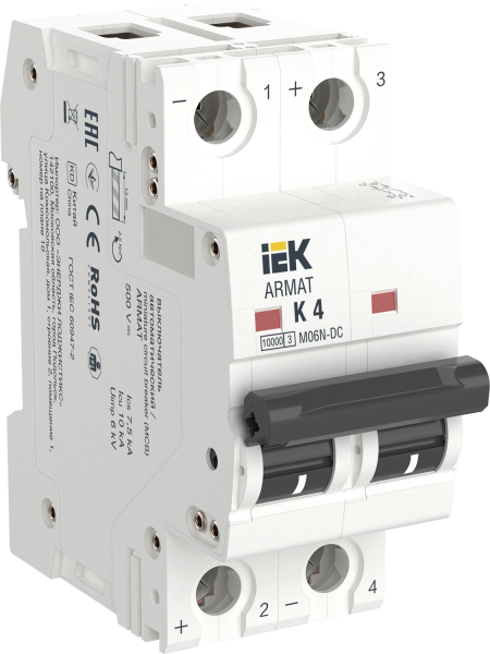 Выключатель автоматический ВА МОД M06N-DC 2П K 4А ARMAT IEK