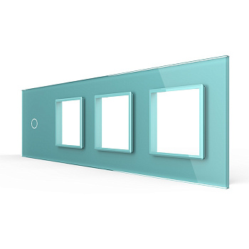 Панель для сенсорного выключателя и 3-х розеток, 1 клавиша, цвет зеленый, стекло Livolo
