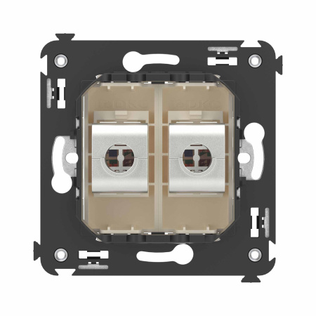 Компьютерная розетка RJ-45 без шторки в стену, кат.6 двойная экранированная, "Avanti", "Ванильная дымка" DKC