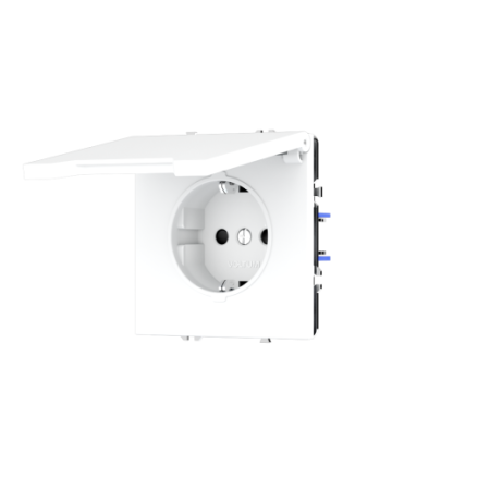 Розетка встраиваемая Voltum S70 с заземлением, защитными шторками и крышкой 16А, (белый матовый)