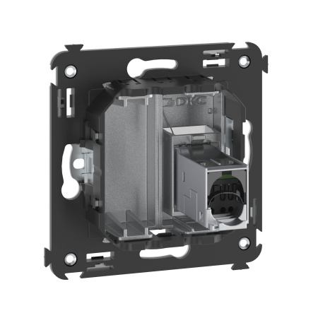 Компьютерная розетка RJ-45 в стену, кат.5e одинарная экранированная, "Avanti","Закаленная сталь" DKC