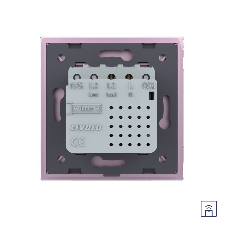 Одноклавишный сенсорный выключатель Module с функцией радиоуправления, цвет розовый Livolo